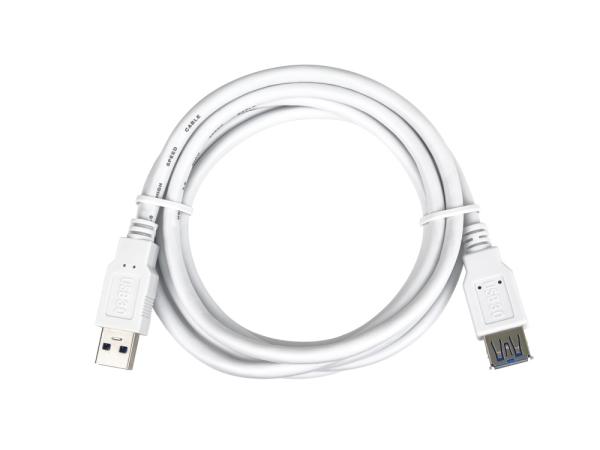 PremiumCord Predlžovací kábel USB 3.0 Super-speed 5Gbps A-A, MF, 9pin, 1m biela 