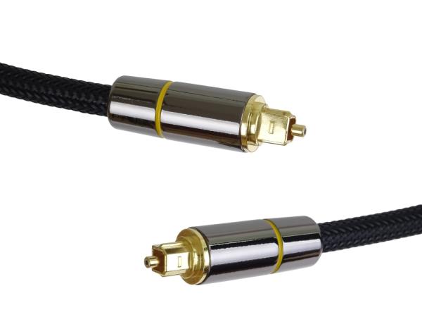 PremiumCord Optický audio kábel Toslink, OD: 7mm, Gold-metal design + Nylon 2m 