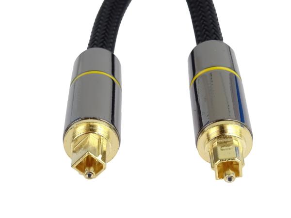 PremiumCord Optický audio kabel Toslink, OD:7mm, Gold-metal design + Nylon 2m 