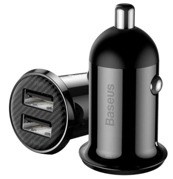 Baseus CCALLP-01 Grain Pro Nabíjačka do Autá 2xUSB 4.8A Black 