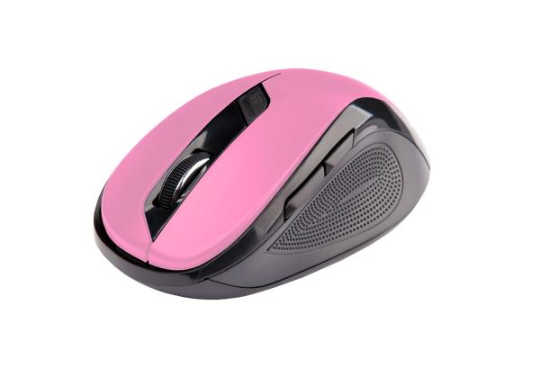 Myš C-TECH WLM-02P, čierno-ružová, bezdrôtová, 1600DPI, 6 tlačidiel, USB nano receiver