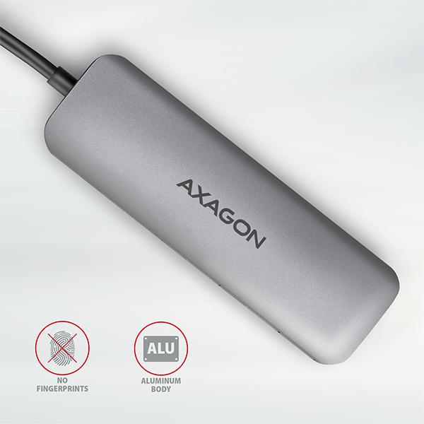 AXAGON HMC-5, USB 3.2 Gen 1 húb, porty 2x USB-A, HDMI, SD/ microSD slot, PD 100W, kábel USB-C 20cm 
