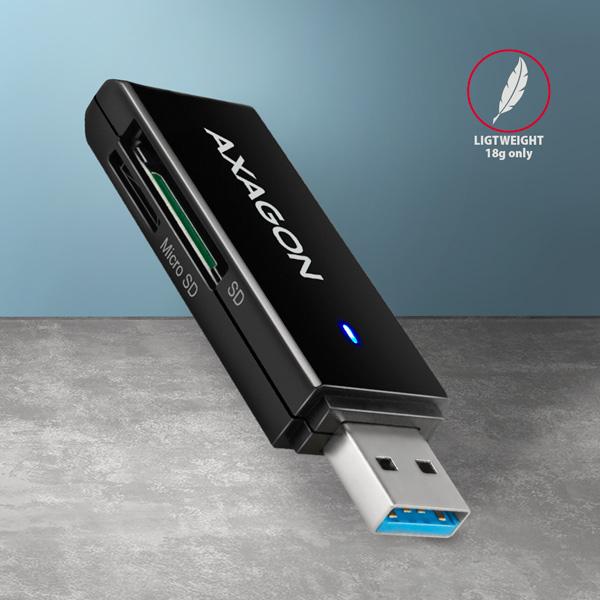 AXAGON CRE-S2N, USB-A 3.2 Gen 1 - SUPERSPEED čítačka kariet, 2-slot & lun SD/ microSD, podpora UHS-I 