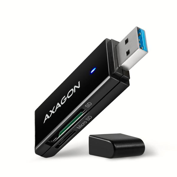 AXAGON CRE-S2N, USB-A 3.2 Gen 1 - SUPERSPEED čítačka kariet, 2-slot & lun SD/ microSD, podpora UHS-I