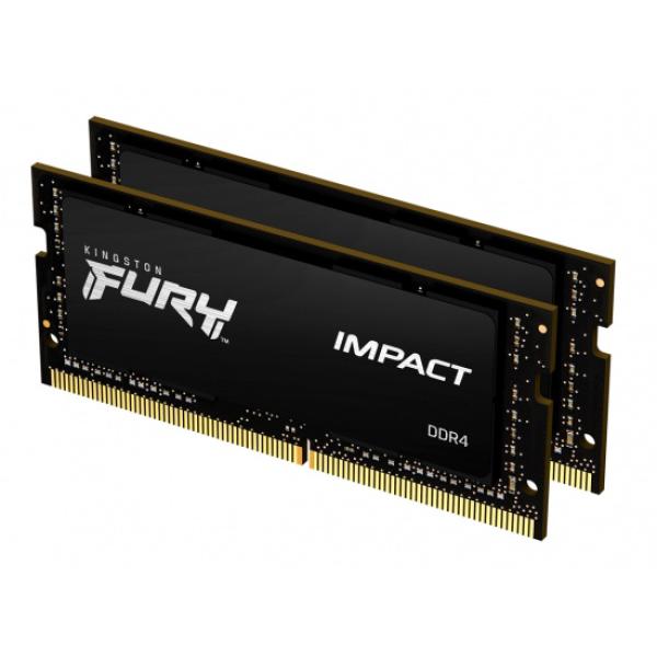 Kingston FURY Impact/ SO-DIMM DDR4/ 32GB/ 2666MHz/ CL15/ 2x16GB/ Black 