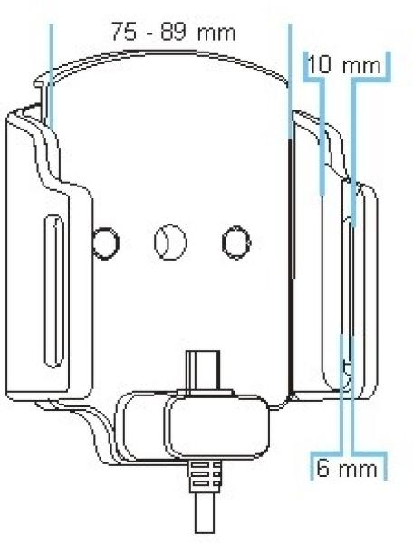 Brodit držák do auta na mobilní telefon nastavitelný se skrytým nabíjením š.75-89 mm, tl.6-10mm 