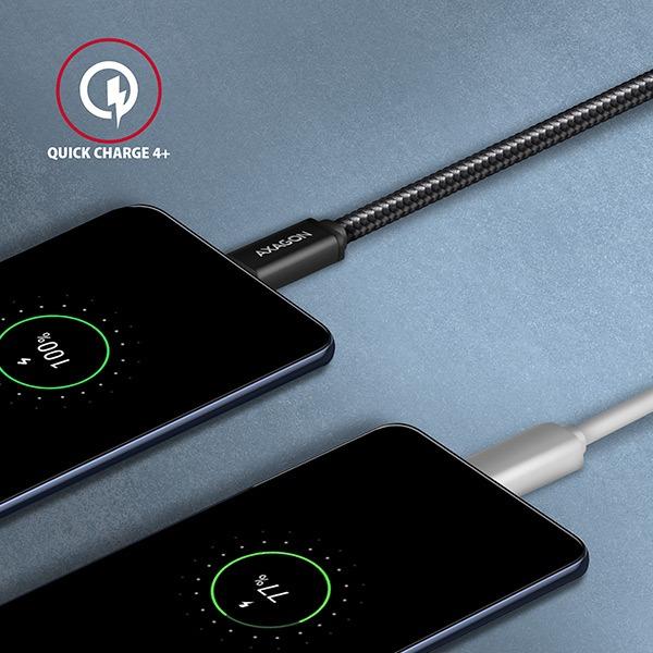 AXAGON BUCM3-AM15AB, SPEED kábel USB-C <-> USB-A, 1.5m, USB 3.2 Gen 1, 3A, ALU, oplet, čierny 