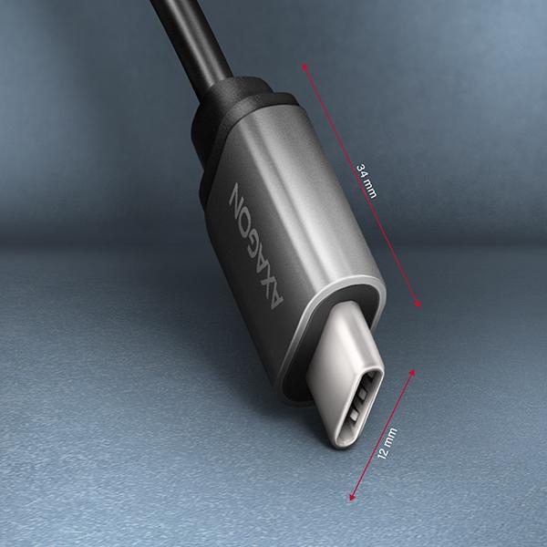 AXAGON RUCM-AFAC, káblová redukcia USB-C (M) <-> USB-A (F), 20cm, USB 3.2 Gen 1, 3A, ALU 