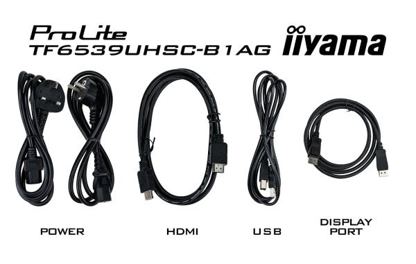 65" iiyama TF6539UHSC-B1AG: IPS, 4K, capacitive, 50P, 500cd/ m2, VGA, HDMI, DP, 24/ 7, IP54, černý 