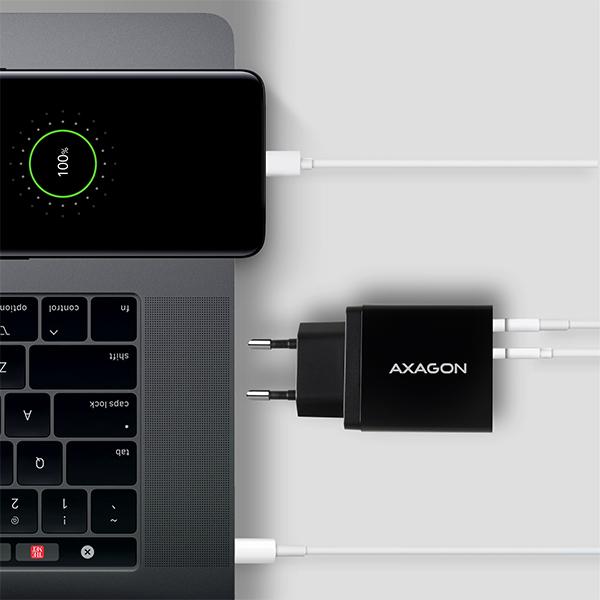 AXAGON ACU-PQ22, PD & QC nabíječka do sítě 22W, 2x port (USB-A + USB-C), PD3.0/ QC3.0/ AFC/ FCP/ Apple,  