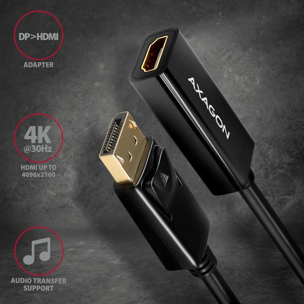 AXAGON RVD-HI14N, DisplayPort -> HDMI 1.4 redukcia / adaptér, 4K/ 30Hz 