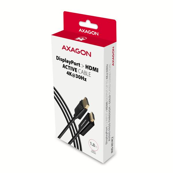 AXAGON RVD-HI14C2, DisplayPort -> HDMI 1.4 redukcia / kábel 1.8m, 4K/ 30Hz 