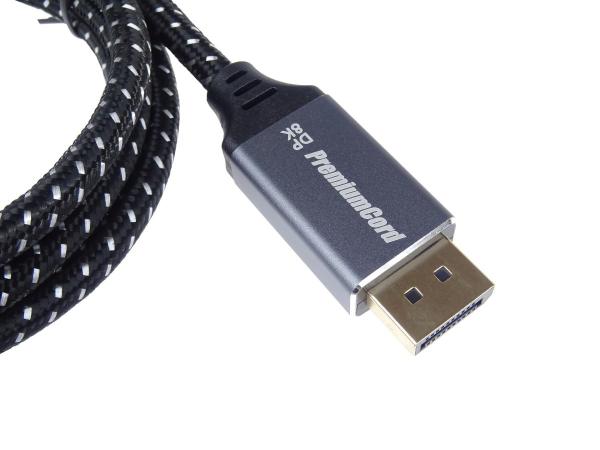 PremiumCord DisplayPort 1.4 přípojný kabel, kovové a zlacené konektory, 1, 5m 
