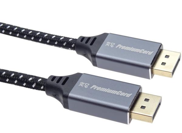 PremiumCord DisplayPort 1.4 přípojný kabel, kovové a zlacené konektory, 1, 5m