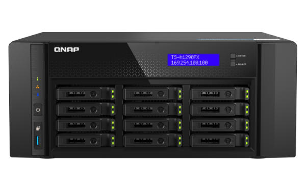 QNAP TS-h1290FX-7232P-64G (AMD EPYC, 64GB ECC RAM, 12x 2, 5" U.2, 2x M.2 NVMe, 2x 2, 5GbE, 2x 25GbE)