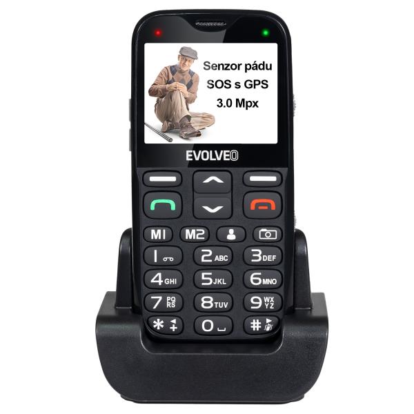 EVOLVEO EasyPhone XG, mobilný telefón pre seniorov s nabíjacím stojanom (čierna farba)