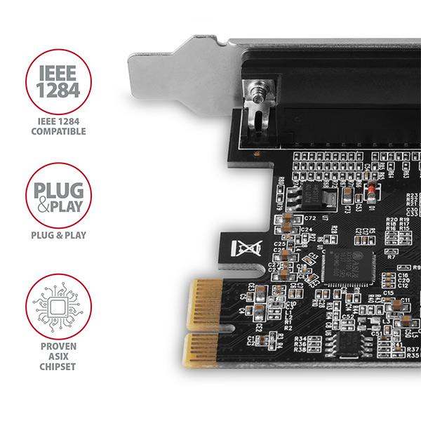 AXAGON PCEA-P1N, PCIe radič - 1x paralelný port (LPT), vr. LP 