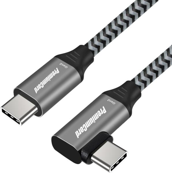 PremiumCord USB-C 3.2 gen 2, zahnutý, oplet, 2m 