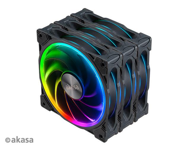 prídavný ventilátor Akasa SOHO AR LED 12 cm RGB 3 ks