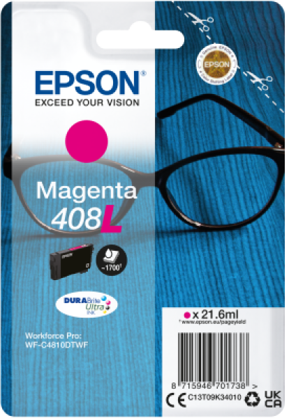 EPSON Singlepack Magenta 408L DURABrite Ultra Ink