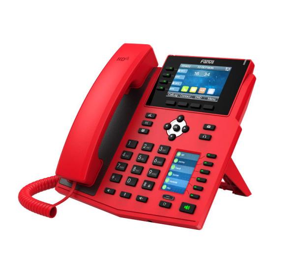 Fanvil X5U-R SIP červený tel., 3, 5"bar.disp.+ 2, 4" disp., 16SIP, 4link.tl., 30DSS tl., BT, dual Gbit