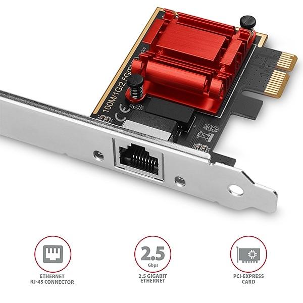 AXAGON PCEE-G25, PCIe sieťová karta - 1x 2.5 Gigabit Ethernet port (RJ-45), Realtek, PXE, vr. LP 