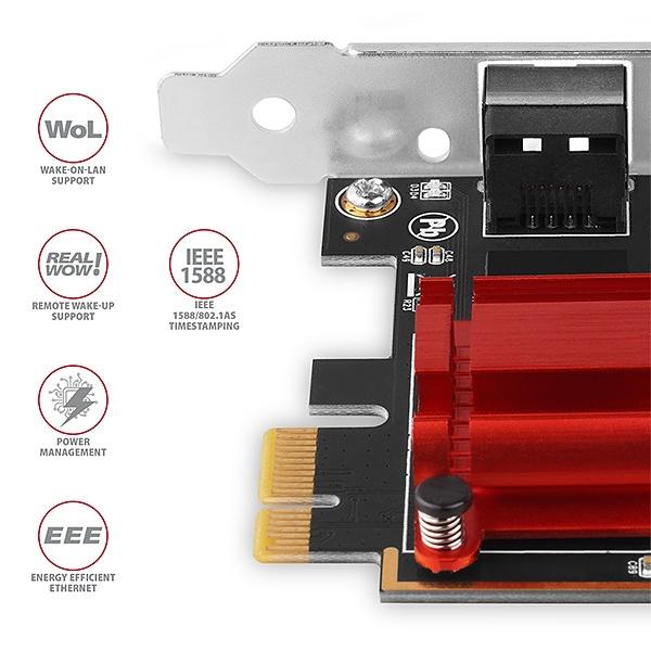 AXAGON PCEE-G25, PCIe sieťová karta - 1x 2.5 Gigabit Ethernet port (RJ-45), Realtek, PXE, vr. LP 