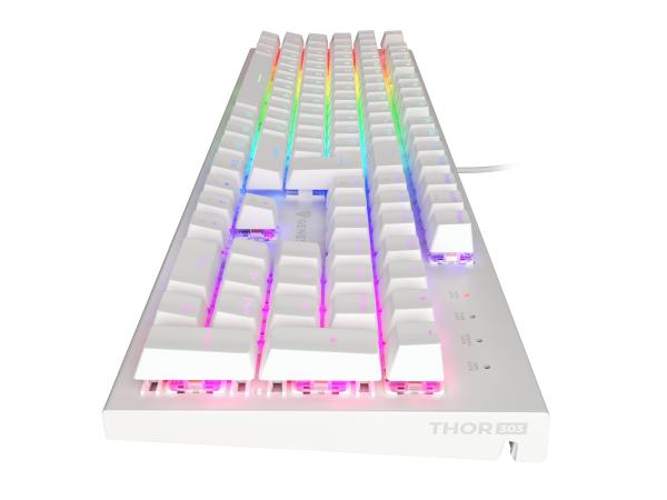 Genesis herná mechanická klávesnica THOR 303/ RGB/ Outemu Brown/ Drôtová USB/ US layout/ Biela 