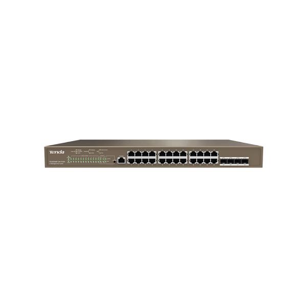 Tenda TEG5328P-24-410W Gigabit L3 PoE+ Switch 370W, 24x 1Gb/ s PoE+, 4x SFP, STP, IGMP, VLAN, Rack 