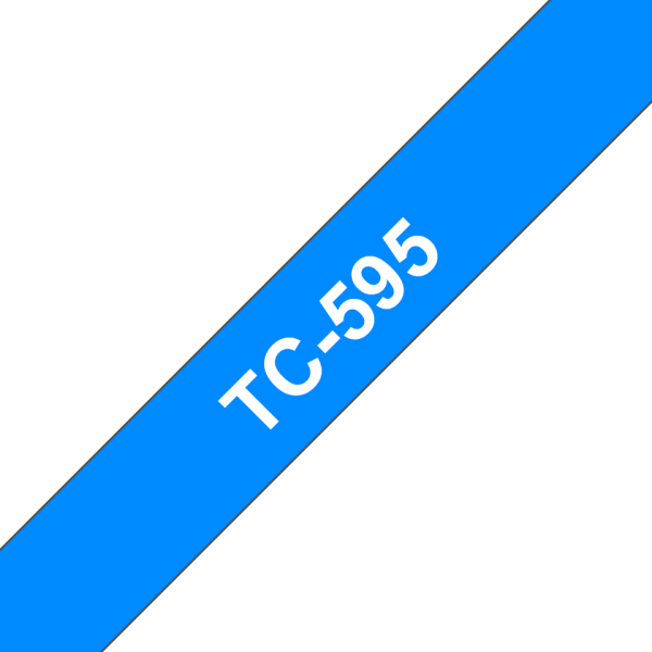 Brother TC-595 - biela tlač na modrom podklade, šírka 9mm