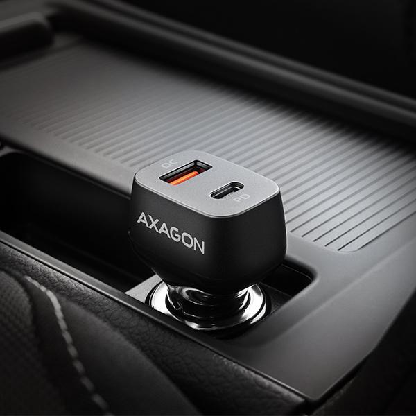 AXAGON PWC-PQ38, PD & QUICK nabíjačka do auta 38W, 2x port (USB + USB-C), PD3.0/ QC3.0/ AFC/ FCP/ Apple 