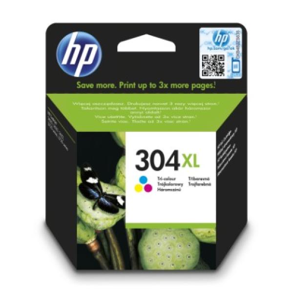 HP 304XL Tri-color Original Ink Cartridge, N9K07AE