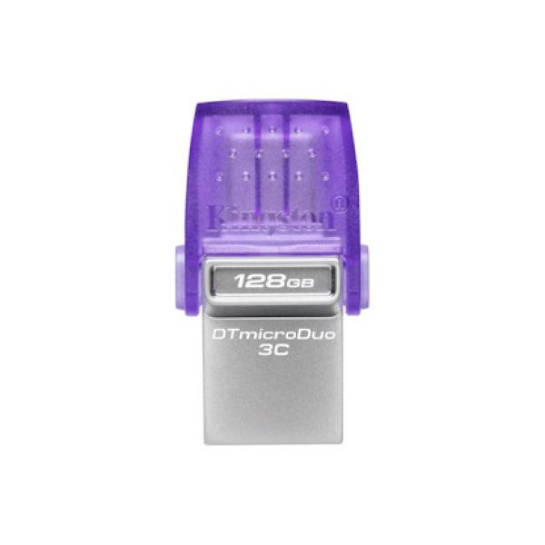 Kingston DataTraveler MicroDuo 3C/ 128GB/ 200MBps/ USB 3.2/ USB-A + USB-C/ Fialová
