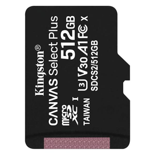 Kingston Canvas Select Plus A1/ micro SD/ 512GB/ 100MBps/ UHS-I U3 / Class 10