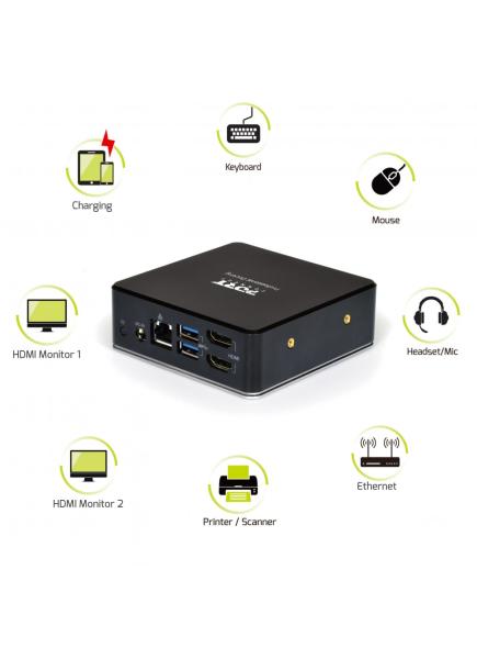 PORT CONNECT Dokovací stanice 8v1 USB-C, USB-A, dual video, HDMI, Ethernet, audio, USB 3.0 