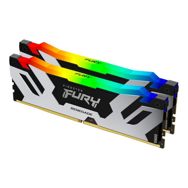 Kingston FURY Renegade/ DDR5/ 32GB/ 6400MHz/ CL32/ 2x16GB/ RGB/ Black/ Silv