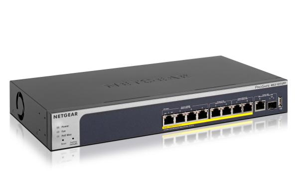 NETGEAR 8-Port PoE+ Multi-Gigabit Smart Managed Pro Switch with 10G Copper/ Fiber Uplinks, MS510TXPP 