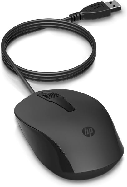 HP 150 Mouse/ Kancelárska/ Optická/ 1 600 DPI/ Drôtová USB/ Čierna 