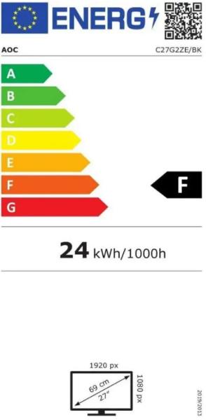 AOC MT VA LCD  WLED 27" C27G2ZE/ BK - VA panel,  1920x1080,  240Hz,  0, 5ms,  2xHDMI,  DP,  zakriven 