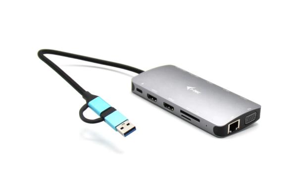 i-tec USB 3.0/ USB-C/ TB3 3x Display Metal Nano Dock with LAN, PD 100W 