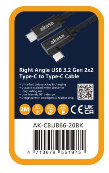 AKASA - USB 3.2 Gen 2 Type-C na C, uhlová