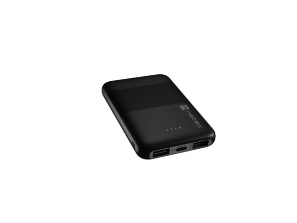NATEC powerbanka TREVI COMPACT 5000 mA 2X USB-A + 1X USB-C, čierna 