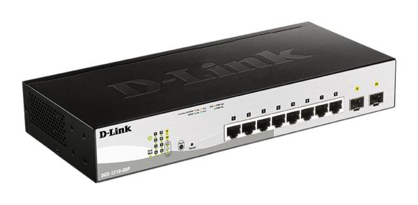 D-Link DGS-1210-08P Smart PoE switch, 8x GbE PoE+, 2x SFP, PoE 65W, fanless 