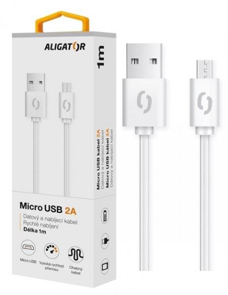 ALIGATOR Dátový kábel 2A, Micro USB biely 