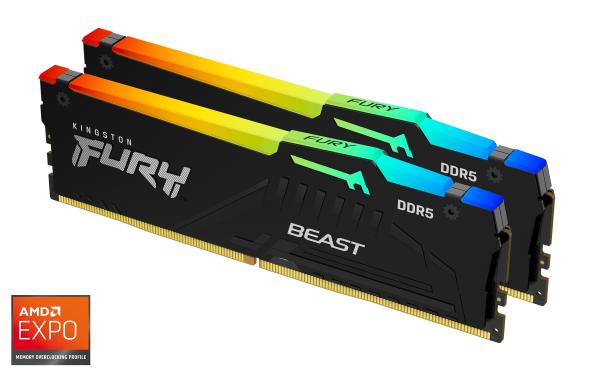 Kingston FURY Beast EXPO/ DDR5/ 32GB/ 5600MHz/ CL36/ 2x16GB/ RGB/ Black
