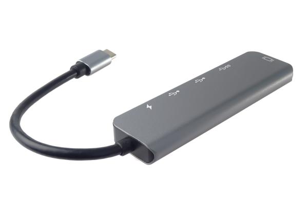 PremiumCord USB-C na HDMI + USB3.0 + 2x USB2.0 + PD(power delivery) adaptér 