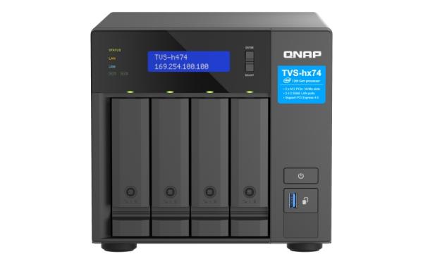 QNAP TVS-h474-PT-8G (2core 3, 7 GHz, ZFS, 8 GB RAM, 4x SATA, 2x M.2 NVMe, 2x PCIe, 2x 2, 5GbE, 1x HDMI)