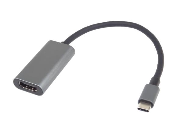 PremiumCord Prevodník USB-C na HDMI, rozlíšenie 4K a FULL HD 1080p, kovové púzdro 