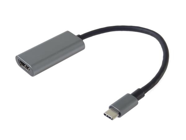 PremiumCord Prevodník USB-C na HDMI, rozlíšenie 4K a FULL HD 1080p, kovové púzdro 