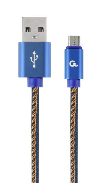 Gembird oplétaný denim USB-A/ microUSB kabel 1m